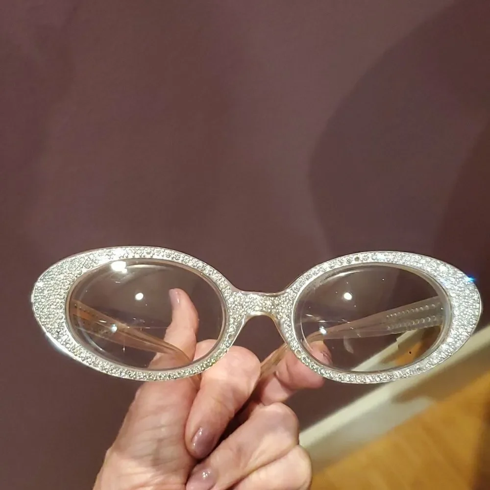 Vintage Cat Eye Rhinestone Glass from the 1950's 60's, By L. EVARD TWE FRANCE.